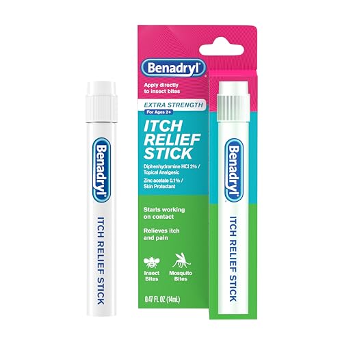 Benadryl Itch Relief Stick Extra Strength, Rashes, Insect and Bug Bites, Fits in Backpack or First Aid Kit, Ideal for Outdoor Activities Like Sporting Events, Picnics, Camping, .47 Ounces