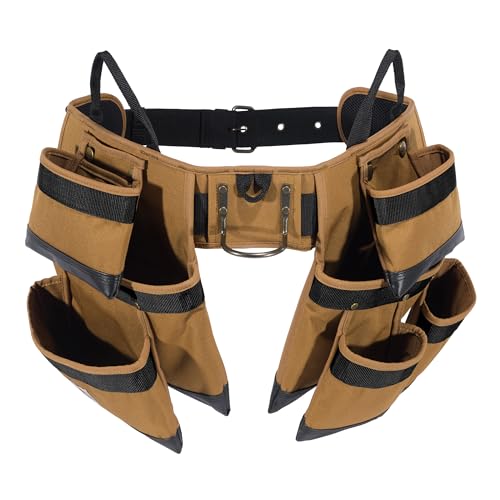 Carhartt Padded Tool Belt, Rugged Tool Belt with Tool & Fastener Storage Pockets, 11 Pocket, Carhartt Brown