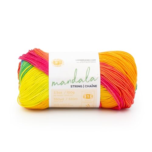 Lion Brand Yarn Mandala String, Fingering Yarn for Knitting and Crochet, Pop, 1 Pack