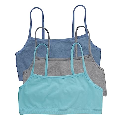 Hanes womens Cotton String Bralette, 3-pack Bra, 3 Pack - Denim Jacket Blue Heather/Concrete Heather/Ultra Blue, Large US