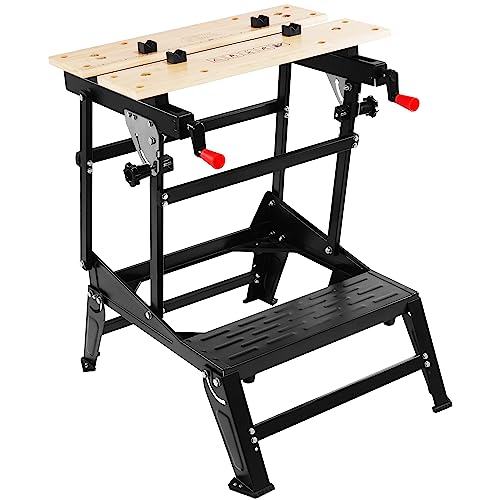 Hulkfit Foldable Multifunctional Workbench, 550 Lbs Portable Work Table with Clamps for DIY Woodworking Home Repairs