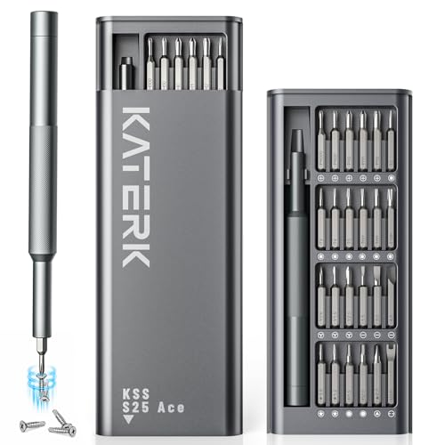 KATERK 25-in-1 Small Screwdriver Set - Precision Mini Eyeglass Repair Tool Kit with Magnetic for Glasses, Laptop, iPhone, Macbook, Computer, Watch, Xbox, Switch, Electronic, Father Day Gifts for Men
