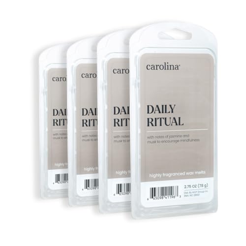 Carolina Daily Ritual Scented Wellness Wax Melts, Wax Melt Warmer Cubes, Long Lasting Scented Wax Warmer Cubes, 4 Pack, 6 Cubes Each - Made in The USA