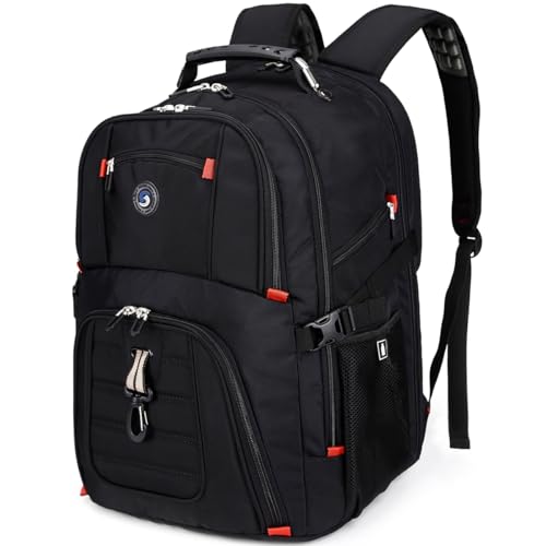 SHRRADOO Extra Large 50L Travel Laptop Backpack with combination lock,High School College Backpack Airline Approved Business Work Bag Fit 17 Inch Laptops for Men Women,Black