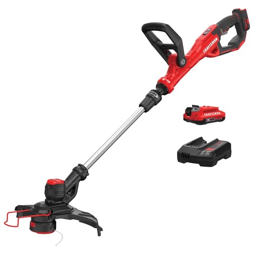 CRAFTSMAN V20 Weed Wacker Cordless String Trimmer and Edger, Weed Eater Includes 2.0 Ah Battery and Charger, Lightweight, Extended Runtime, 2 Speed (CMCST900D1)