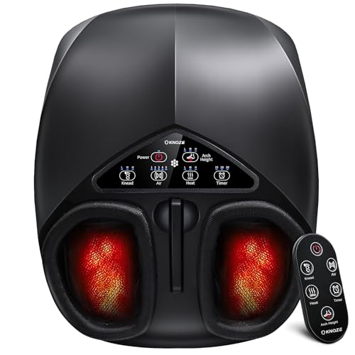 KNQZE Shiatsu Foot Massager with Heat & Remote, Upgraded Lift-Arch Design, 3D Deep Kneading, Relief for Plantar Fasciitis and Foot Pain, Up to Men Bigger Size 14, Fathers Day Dad Gifts for Men Husband