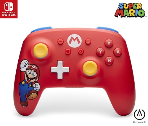 PowerA Wireless Controller for Nintendo Switch - Mario Joy, Switch Lite/Switch-OLED Model, Nintendo Switch 2, AA Battery Powered (Battery Included), Bluetooth, Motion Controls, Officially Licensed