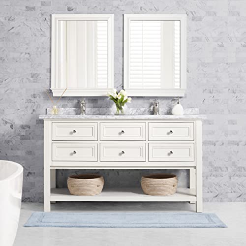 Nautica - Runner Rug, Soft & Absorbent Tufted Cotton Bath Rug with Skid-Resistant Backing, Oeko-Tex Certified (Peniston Blue, 60" x 22")