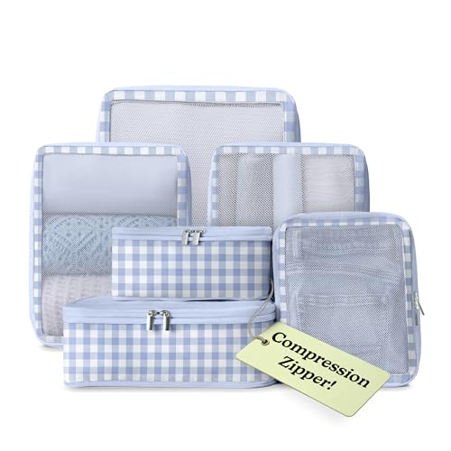 Vandel Space-Saving Compression Packing Cubes for Women, Men, 6-Pack Compressible Carry On Suit Case Organizer Luggage Packing Cubes for Travel Compression Organizer Bags for Luggage, Suitcase Cube