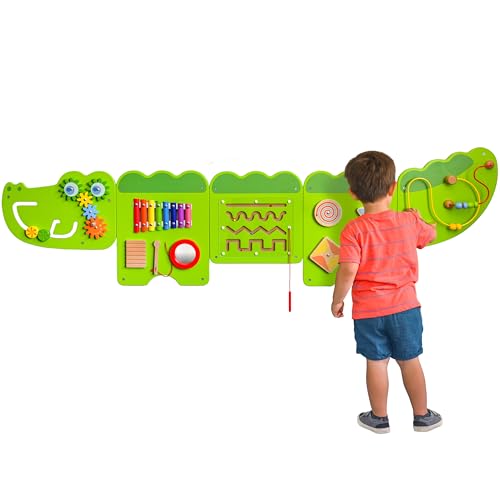 Spark & Wow Crocodile Activity Wall Panels | Light Green | Ages 18m+ | Montessori Sensory Wall Toy | 9 Activities| Busy Board Toys for Toddlers