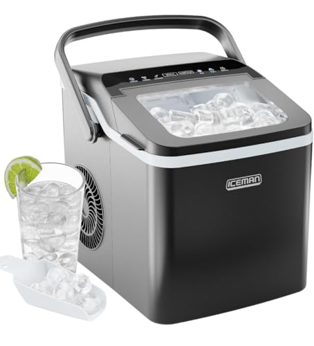 ICEMAN Dual-Size Ice Maker Countertop - Portable Ice Machine, Large and Small Ice Machine Maker with Self Cleaning, 9 Cubes in 7 Mins, 22lbs/24hrs, for Home, Kitchen, Office, Party, Ice Scoop Included
