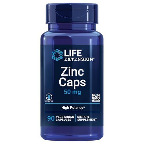 Life Extension Zinc Caps, zinc 50 mg, zinc Citrate, Support The Body's Immune defenses, Ultra-absorbable, Vegetarian, Non-GMO, Gluten-Free, 90 Vegetarian Capsules