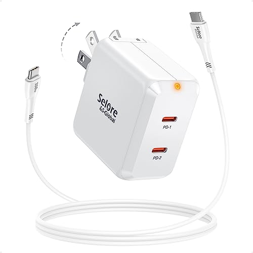 SELORE USB C Charger, 67W 2 Ports GaN Fast Charger Block, Compact Foldable Wall Charger with 100W Type C Charger Cable for MacBook Pro/Air, iPhone 17/16/15, iPad Pro, Galaxy S25/S24, Pixel etc