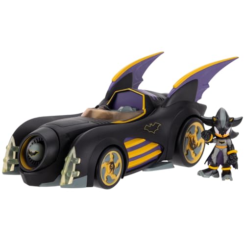 DC X Sonic Batmobile Shadow-fied! with Cool 2.5 Inch Shadow Action Figure as Batman, from The DC x Sonic The Hedgehog Comic Book Series - A Collector's Must Have!