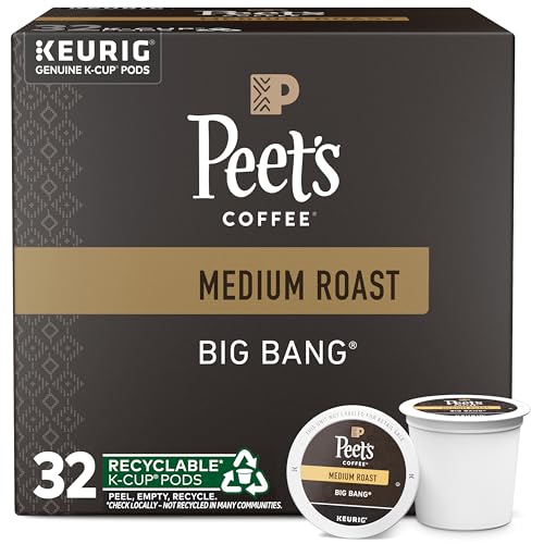 Peet's Coffee, Medium Roast Single Serve Coffee Pods, 100% Arabica Coffee - Big Bang, 32 Count (1 Box of 32 Pods)
