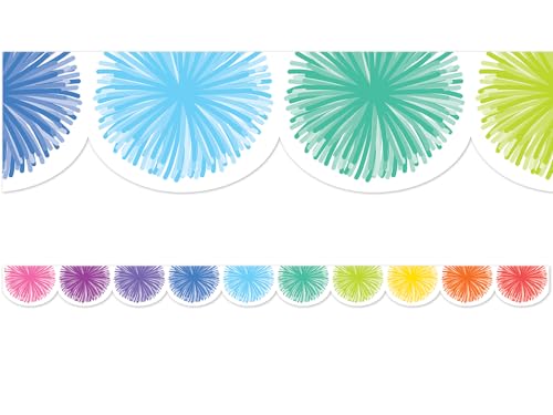 Teacher Created Resources Colorful Poms Scalloped Die-Cut Border Trim