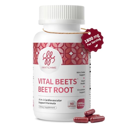 Vital Beets Beet Root Capsules 1800mg Cardiovascular Support 90 Count
