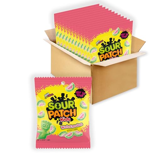 SOUR PATCH KIDS Watermelon Soft & Chewy Gummy Candy, Bulk Candy, 12-3.6 oz Bags