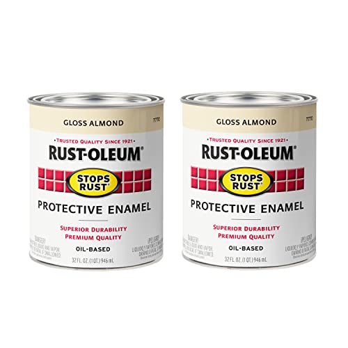 Rust-Oleum 7770502-2PK Stops Rust Brush On Paint, Quart, Gloss Almond, (Pack of 2)