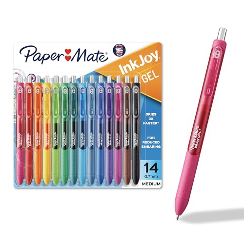 Paper Mate InkJoy Gel Pens, Assorted, Medium Point (0.7mm), 14 Count - Smooth Writing, Back to School, Teacher Supplies, Journaling, Note-Taking, Doodling
