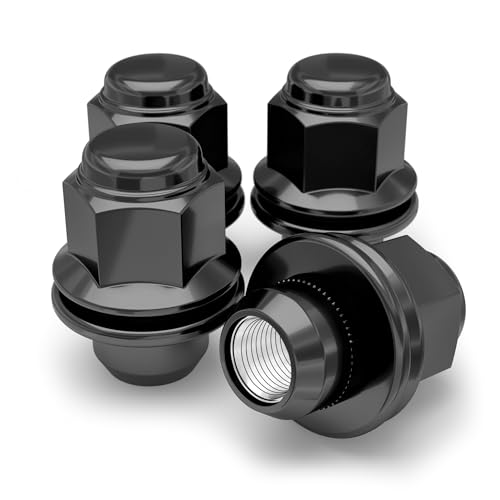 White Knight M12x1.50 Black Chrome Factory Style Lug Nuts for Select Toyota Lexus Kia Genesis - Med Mag W/Washer - Carbon Steel for Durable Construction & EZ Installation - 5307BK-4 (4 Pack)