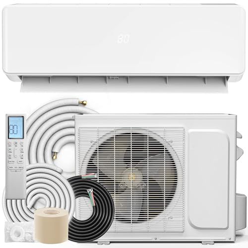 YITAHOME 20 SEER2 12000BTU Mini Split AC/Heating System 208-230V, Pre-charged Inverter AC Cool & Heat Up to 750 Sq. Ft, Pure Design, Compatible with 3 Level Eco Mode, Complete Installation Kit, White