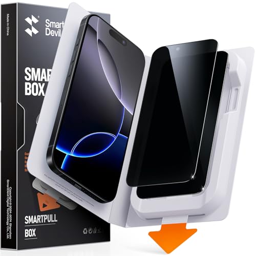 SMARTDEVIL 2 Pack for iPhone 16 Pro Privacy Screen Protector, Military Grade Shatterproof, 9H Hardness, Anti-Spy Tempered Glass, Fast & Easy Instlltion, Case Friendly
