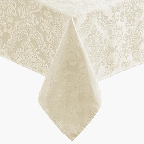 Threadmade Caiden Elegance Damask Tablecloth, Ivory - 52" W x 52" L Square