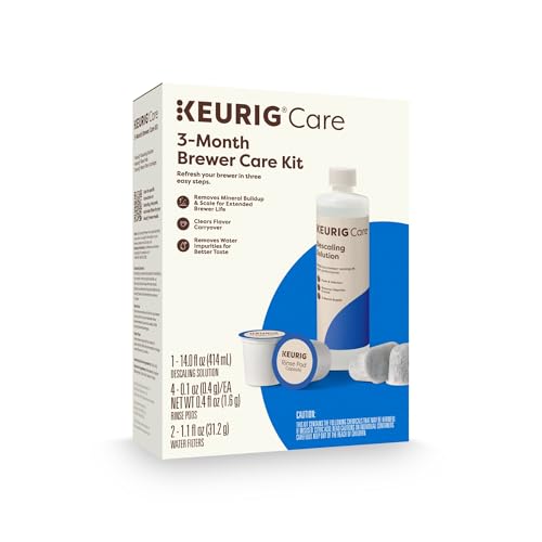 Keurig 3-Month Brewer Maintenance Kit Includes Descaling Solution, Water Filter Cartridges & Rinse Pods, Compatible Classic/1.0 & 2.0 K-Cup Coffee Makers, 7 Count