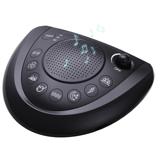 White Noise Machine, Portable Sleep Sound Machine with 24 Soothing Sounds, Timer & Memory Function, Headphone Jack, USB Charging, Powered by AC or Battery for Baby, Kids, Adults, Travel