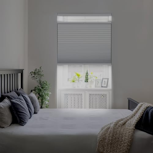 DEZ FURNISHINGS Cordless 1.5" Blackout Top Down Bottom Up Cellular Shade, Energy Saver, 35" W x 72" H, White
