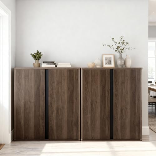 KISLOT 63" Sideboard Buffet Cabinet with Storage Modular Accent Display Kitchen Storage Cabinet Wood Coffee Bar Console for Living Room, Hallway, Kitchen, Dining Room,Walnut