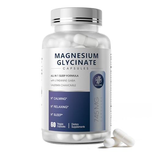 iMATCHME Magnesium Glycinate 850mg Capsules with L-Theanine, Chamomile & GABA for Sleep, Calmness, Muscle, Bone Health & Immune Support, Magnesium for Women and Men, Vegan, High-Absorption, 60 Count