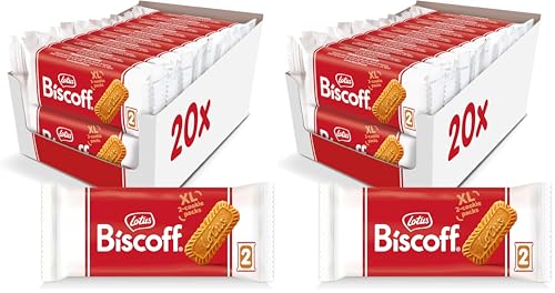 Lotus Biscoff Cookies, Caramelized Biscuit Cookie Snack, Dispenser Box (40 sleeves of 2 extra large cookies) Vegan, 0.9 Ounce, 20 Count (Pack of 2)