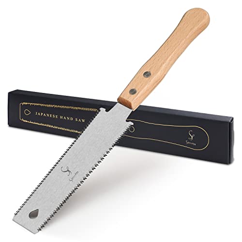 SS SHOVAN Japanese Hand Saw, 6 Inch SK5 Double Edge Pull Saw 11/17 TPI Flush Cut Saw, Wooden Handle Small Handsaw Woodworking Tools for Fine Cutting Wood
