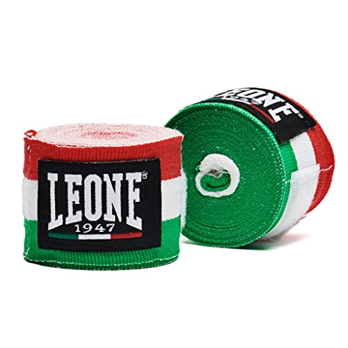 LEONE 1947 AB705 Boxing Hand Wraps – Elastic Cotton Wrist & Knuckle Support for Boxing, MMA & Muay Thai – Pair - 180" - col. Italian Flag