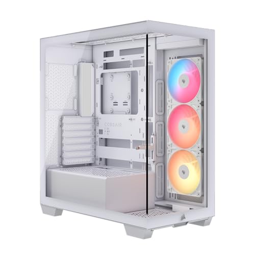 CORSAIR 3500X RS Reverse Fan ARGB Mid-Tower PC Case – 3X Pre-Installed Fans, Panoramic Glass, Spacious Interior, GPU Anti-Sag, Reverse Connection Motherboard Compatible – White