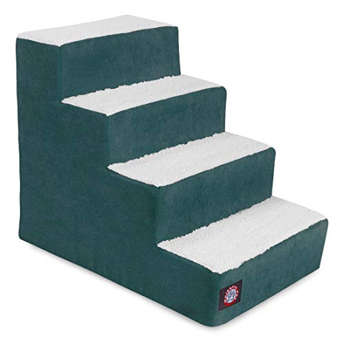 Majestic Pet Portable Pet Stairs | Soft Sherpa Steps Foam Feeling | Steps for Dogs & Cats | Dog & Cat Ramp | Indoor Only | Max Weight: up to 250 Lbs, 4 Step (Heavy-Duty), Villa Marine