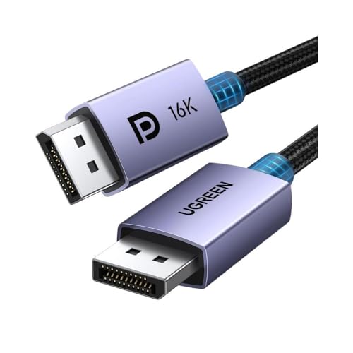 UGREEN 16K 6.6FT DisplayPort Cable 2.1 [VESA Certified] DP 2.1 40Gbps Support 8K@240Hz 1080P@540Hz HDR, HDCP, DSC 1.2a, Braided Display Port Cable Cord Compatible FreeSync G-Sync Video Card Monitor