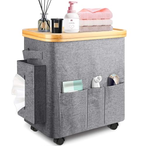 Laundry Basket with Wheels, 52L Laundry Hamper with Lid, Wheeled Laundry Hampers, Rolling Laundry Basket, Clothes Hamper Rolling Hamper Carts