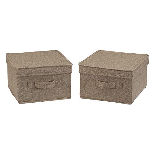 Household Essentials Medium Fabric Storage Bins with Lids, Latte, Set of 2