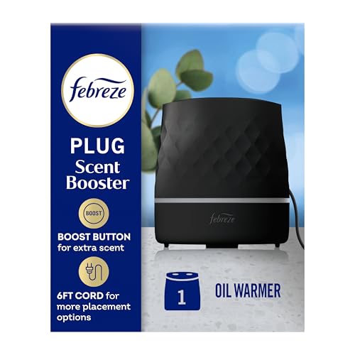 Febreze Plug Scent Booster in Black, Continuous Scent Device Oil Diffuser, Compatible with Febreze Air Freshener Plug in Refills - Refills not Included