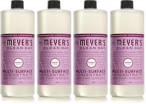 Mrs. MEYER'S CLEAN DAY Multi-Surface Cleaner Concentrate,Use to Clean Floors,Tile,Counters,Peony,32 fl. oz,(Pack of 4)