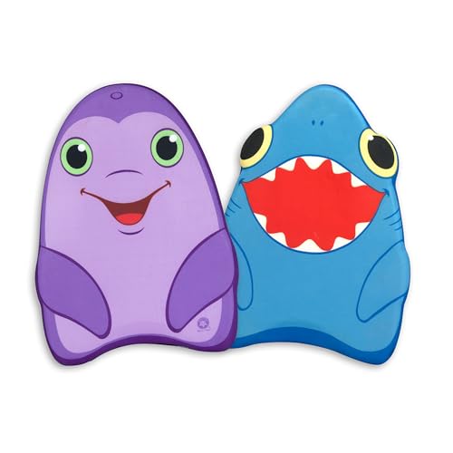 Melissa & Doug Sunny Patch Dolphin and Shark Kickboards - Learn-to-Swim Pool Toys (Set of 2)