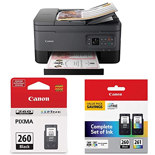 Canon PIXMA TR7020a All-in-One Wireless Color Inkjet Printer PG-260 Black Ink Cartridge, Compatible to TR7020 PG-260 / CL-261 Value Pack