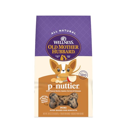 Old Mother Hubbard Wellness P-Nuttier Dog Biscuits, Natural, Training Treats, Peanut Butter Flavor, Mini Size, (20 Ounce Bag)