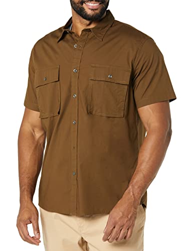 Amazon Essentials Men's Slim-Fit Short-Sleeve Two-Pocket Utility Shirt, Dark Olive, Medium