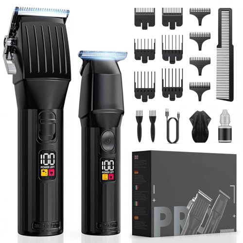 Cordless Hair Clippers for Men Beard Trimmers Kit with LED Display Rechargeable Haircut Grooming Shaver Gift for Men Women Barber Kids (Black)