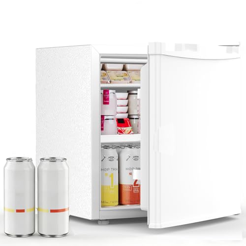 Antarctic Star Mini Fridge with Freezer, Rated 1.6 cu.ft, Small Upright Refrigerator with Removable Shelves, 7 Adjustable Thermostat, Low Noise for Bedroom/Apartment/Office,White