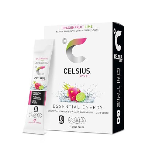 CELSIUS® On-The-Go Powder Sticks Dragonfruit Lime, Essential Energy 2.8 Oz